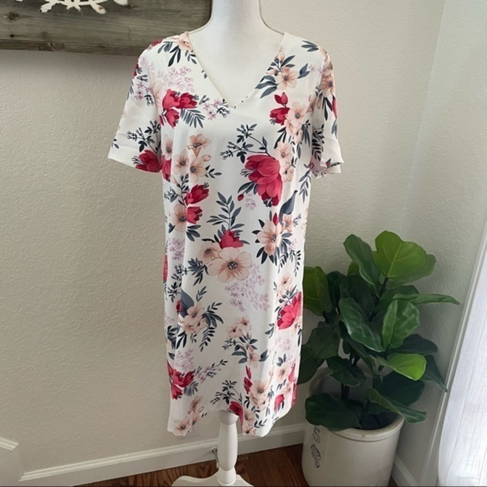 Ann Taylor white floral‎ spring Easter dress size Large